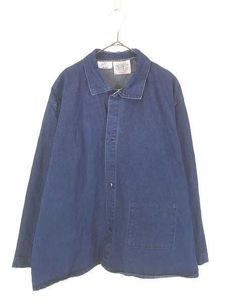 古着 80s USA製 Steel Grip 「FR-7A」 難燃 ブルー デニム ワーク カバーオール ジャケット XL