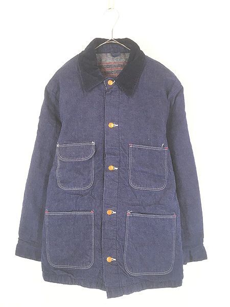 古着 70s BLUE BELL ブランケット ライナー 真紺 インディゴ デニム ワーク カバーオール ジャケット 40