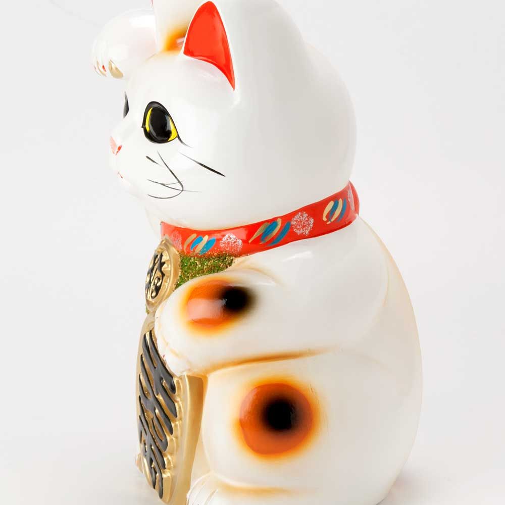 常滑焼 招き猫 7号小判白猫貯金箱 右手上げ (143-59-86) 愛知県の工芸