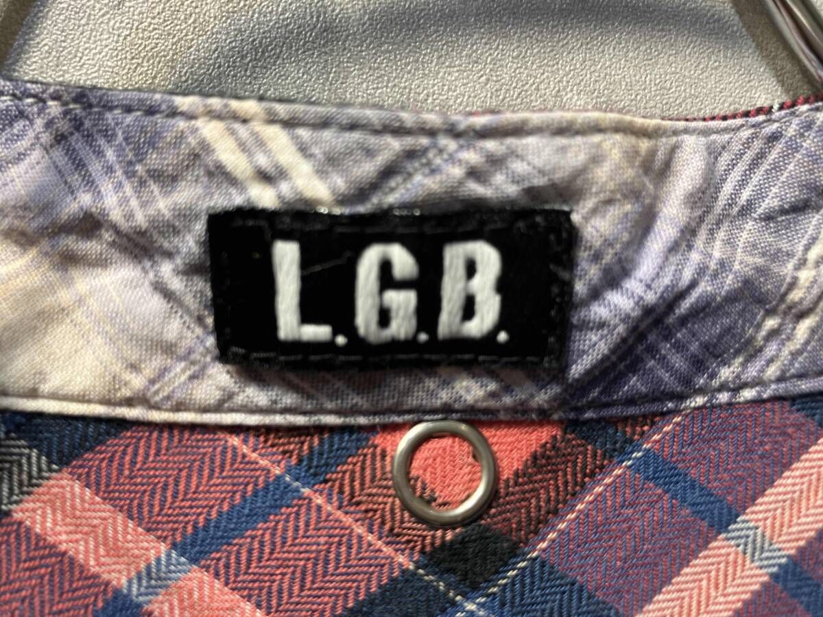00s Y2K L.G.B カットオフデザイン ロングチェックシャツ サイズ0