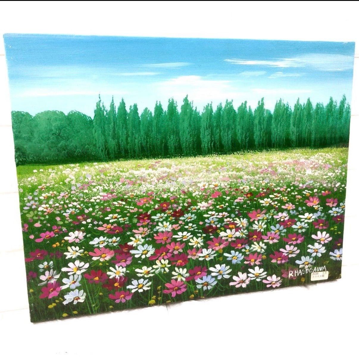 絵画 風景画 油絵 長谷川理恵 花のある風景