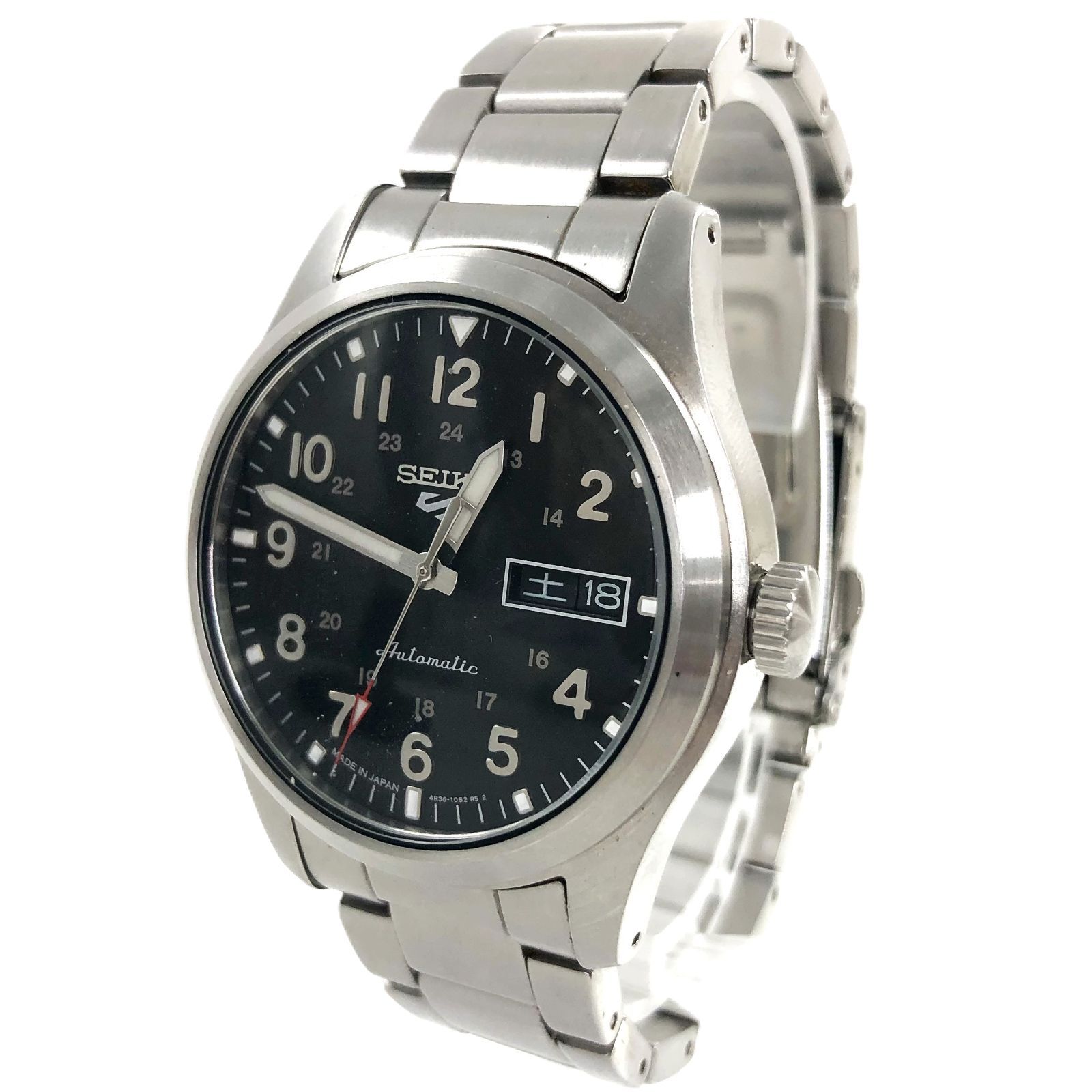SEIKO セイコー 5SPORTS ファイブスポーツ 4R36-10A0 デイト SS|AT ブラック文字盤 メンズ腕時計 稼働品 PF-811