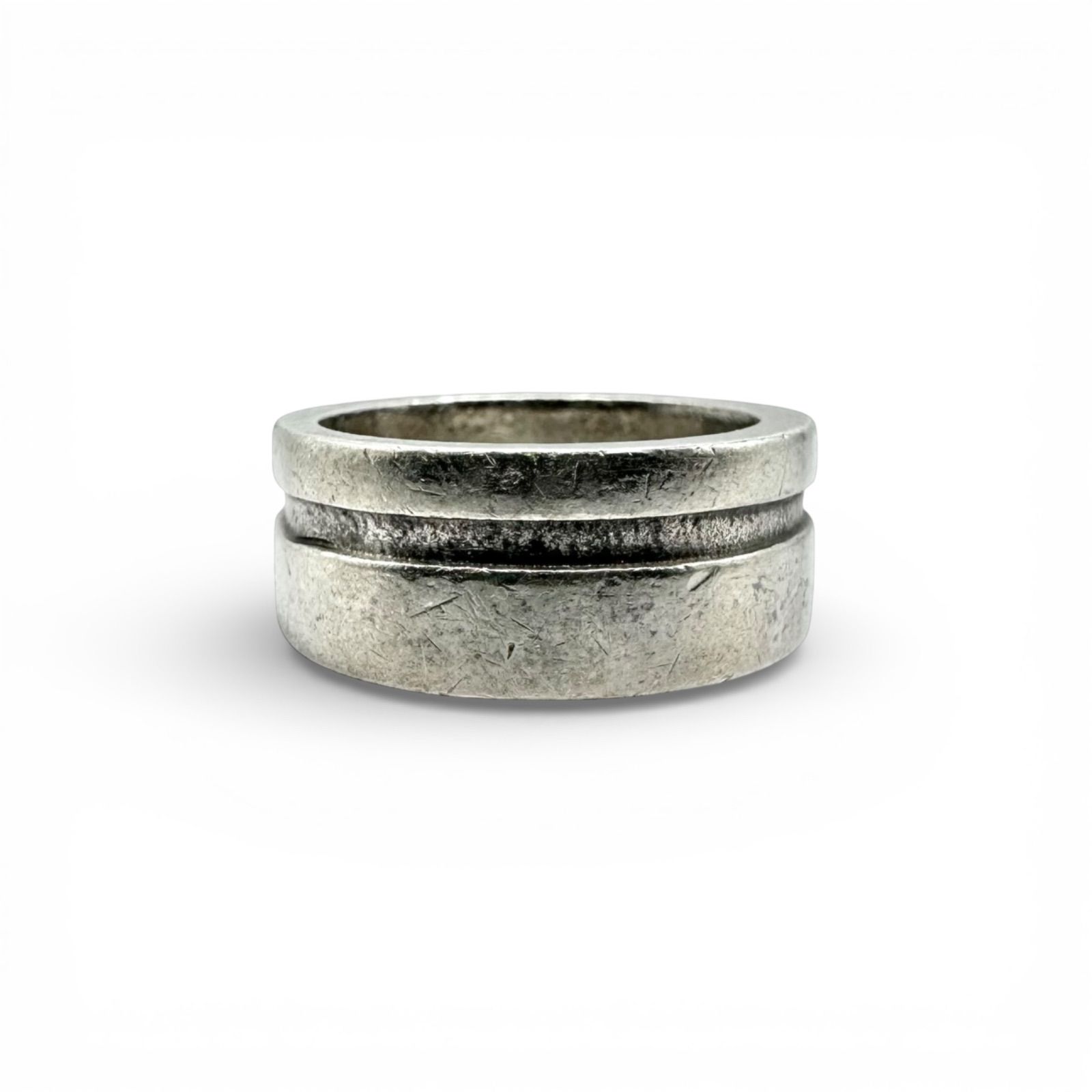 クロスライン】シンプル Silver 950 刻印 90s Vintage Design Ring
