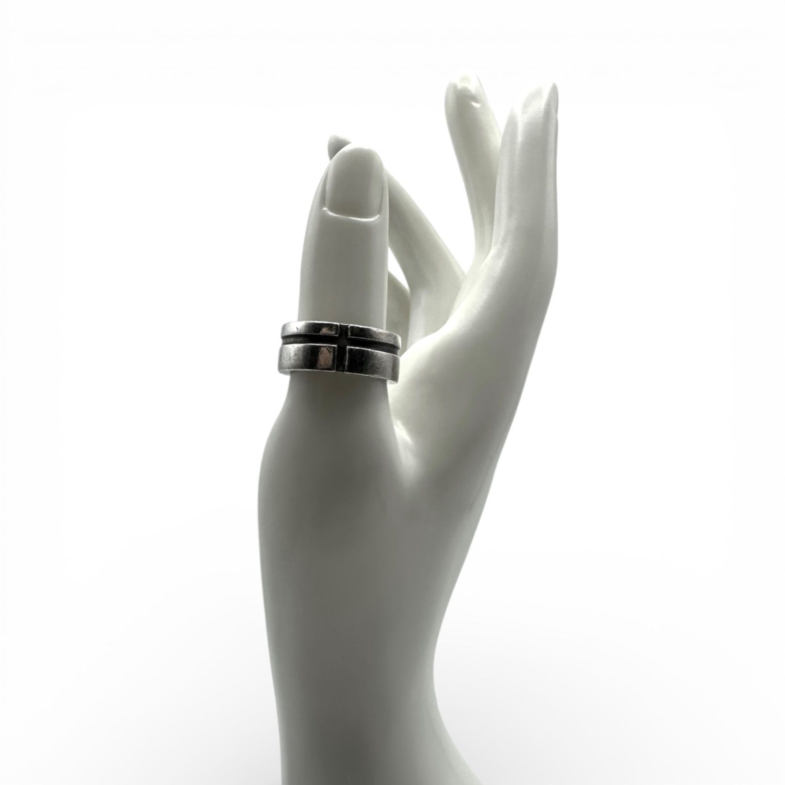 クロスライン】シンプル Silver 950 刻印 90s Vintage Design Ring 