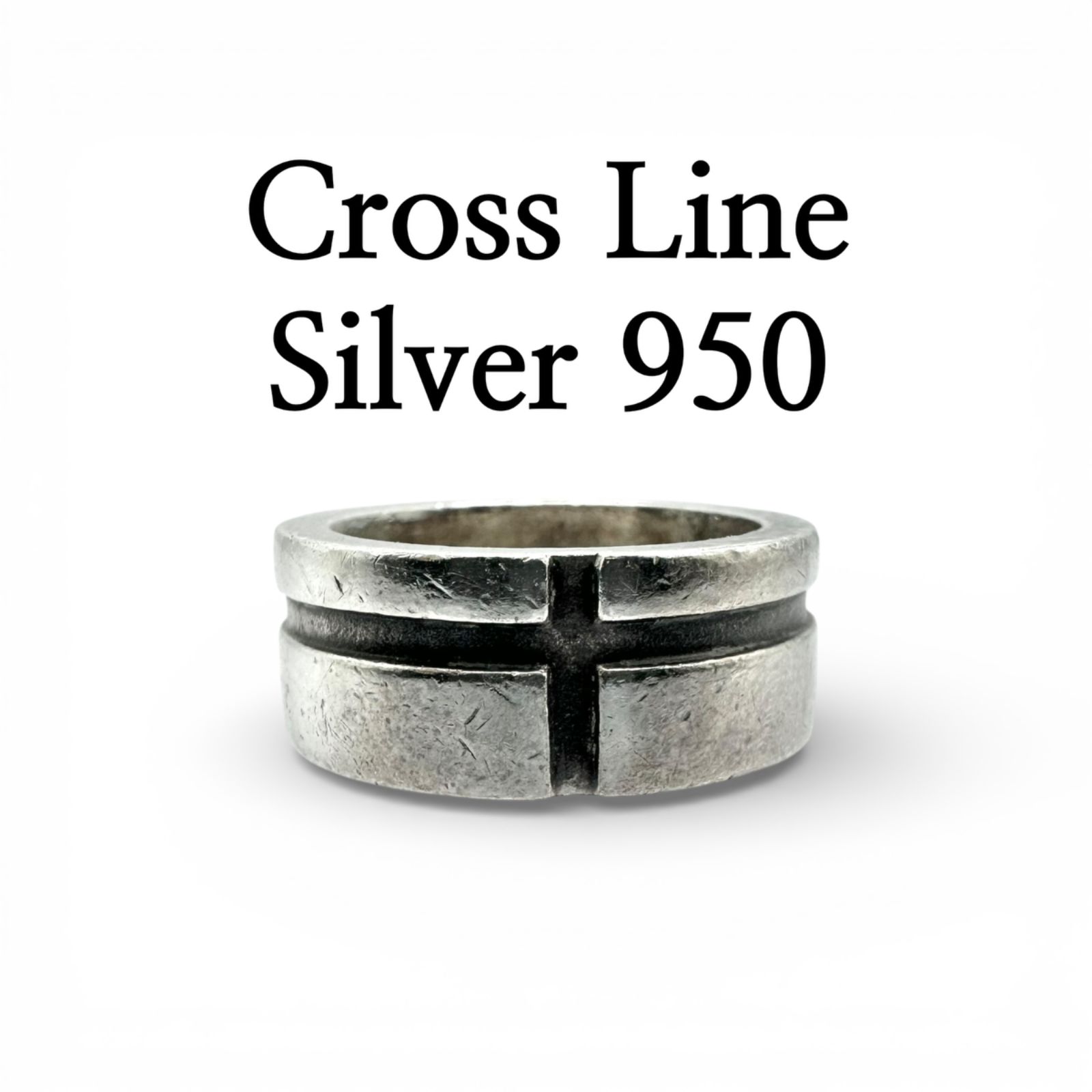 クロスライン】シンプル Silver 950 刻印 90s Vintage Design Ring