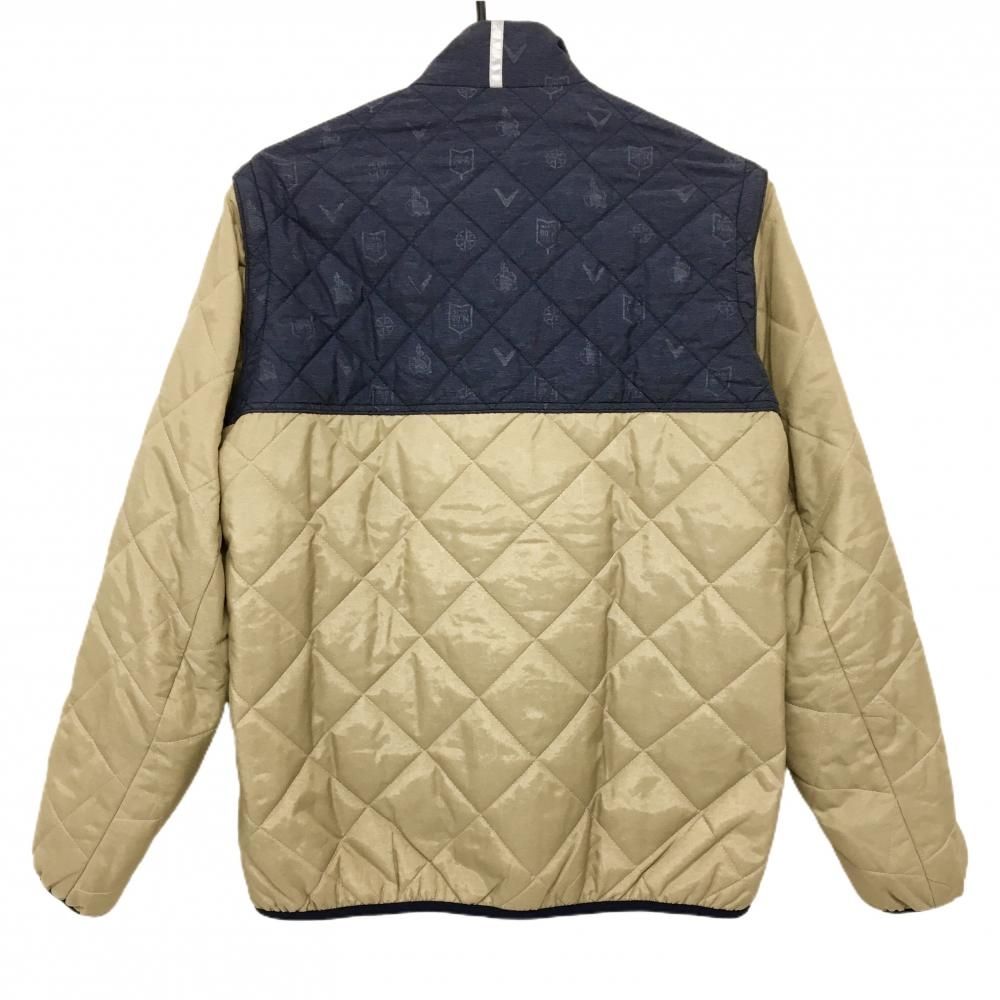 超美品】キャロウェイ 2WAY中綿ジャケット ベージュ×ネイビー 総柄