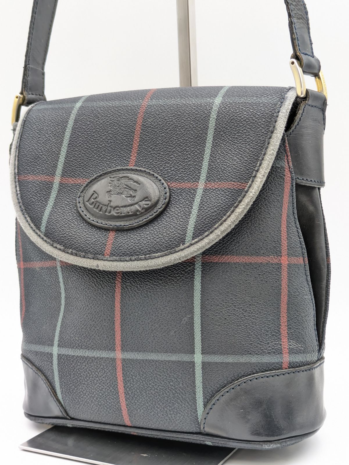 BURBERRY バーバリー ショルダーバッグ ノバチェック ネイビー PVC 216