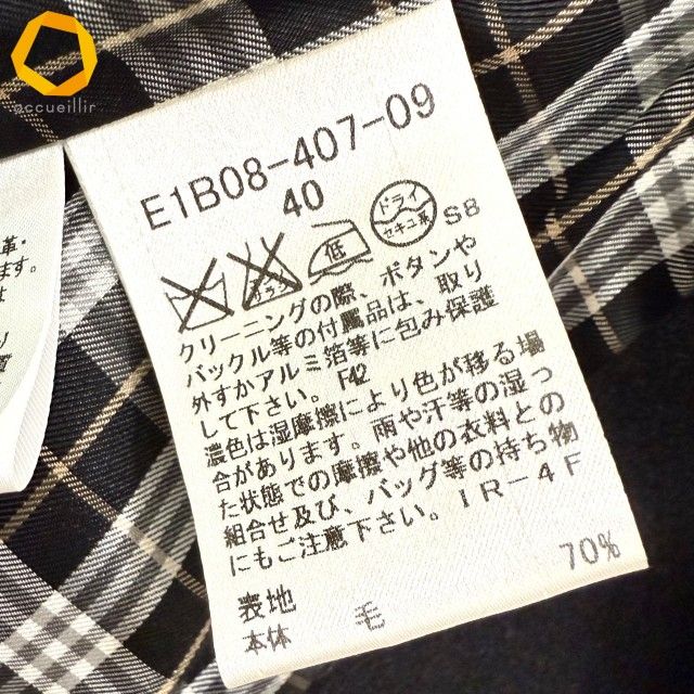 wnc バーバリーブルーレーベル BURBERRYBLUELABEL コート 40 黒 白