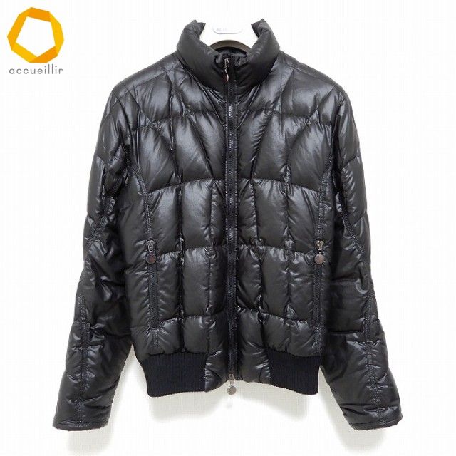 wnc モンクレール Moncler ダウンジャケット 黒 フェザー混 ダブル