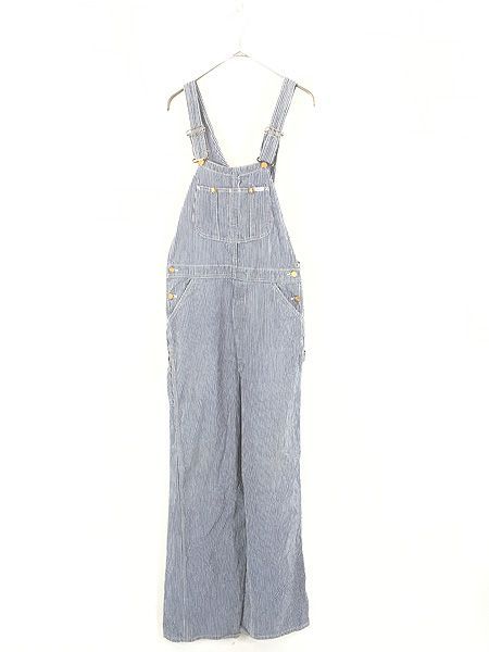 古着 70s USA製 Lee ヒッコリー ストライプ デニム ワーク オーバーオール サロペット W31 L31