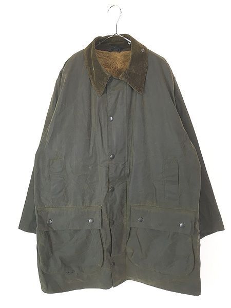 古着 00s 英国製 Barbour 「NORTHUMBRIA」 防寒 8oz オイルド ワックス コート ライナー付! C48 ミント!!