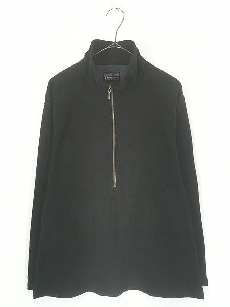 古着 99s USA製 Patagonia 「MICRO D-LUXE」 ハーフジップ ライト フリース ジャケット トップス ブラック M