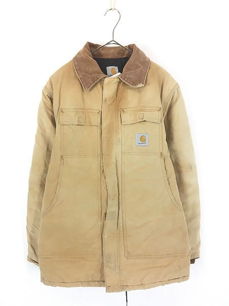 古着 90s- Carhartt BRN フェード ブラウン ダック パデット トラディショナル コート S位
