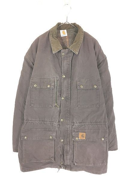 古着 Carhartt 裏地 チェック ブランケット チョコレート ダック ハンティング ジャケット XXL位
