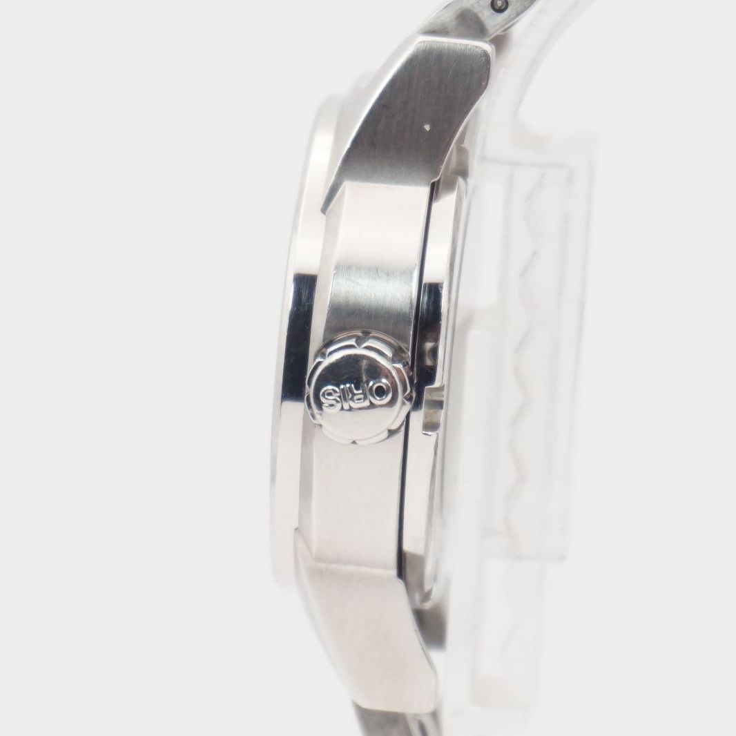  ORIS オリス 7501 自動巻 デイデイト ブラック文字盤 ステンレス メンズ スイス製 実用良好 クラシックデザイン ビンテージ 時計 無地デザイン 自動巻き時計 腕時計(アナログ)