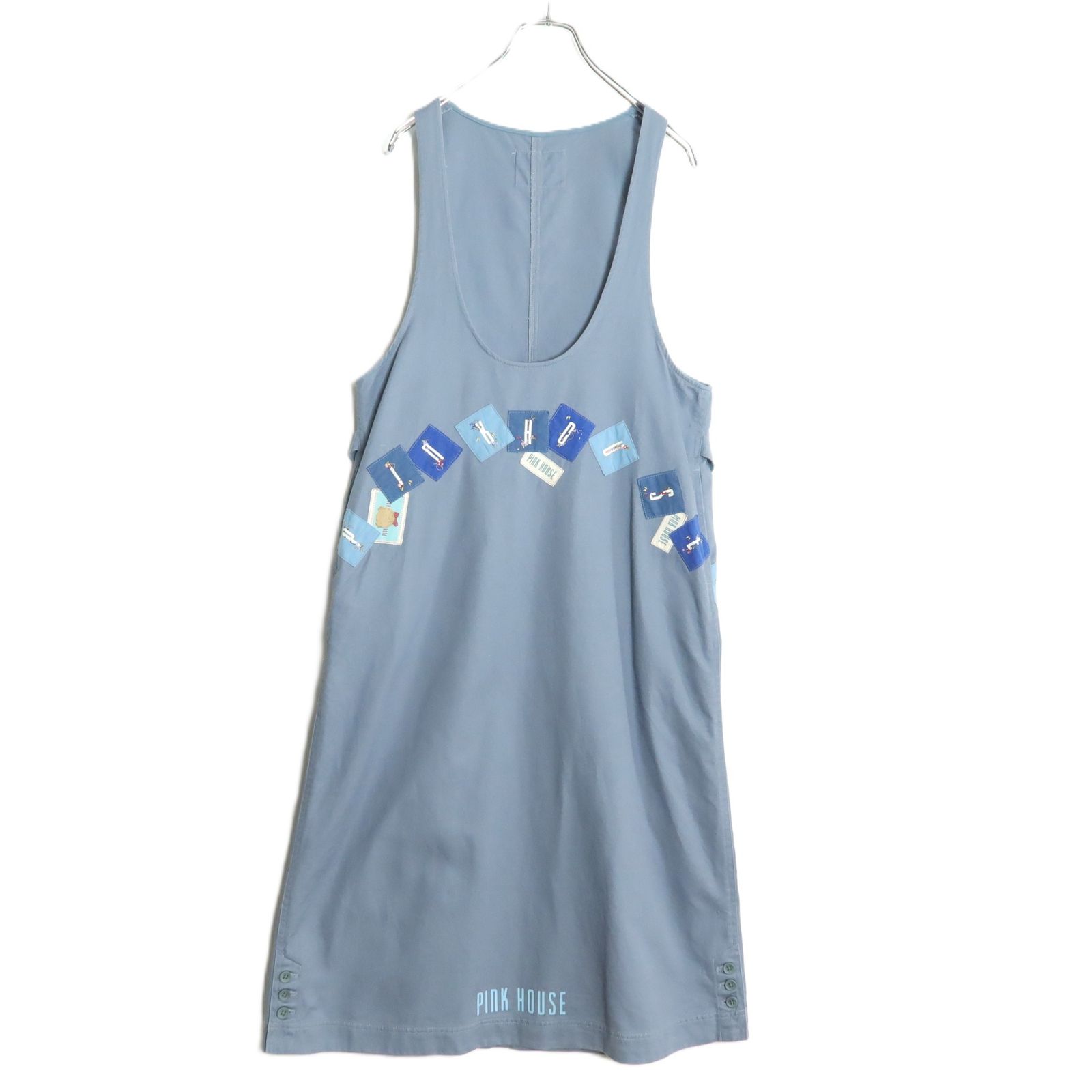 ピンクハウス☆ワッペン&お花の刺繍♪デニムのジャンパースカート