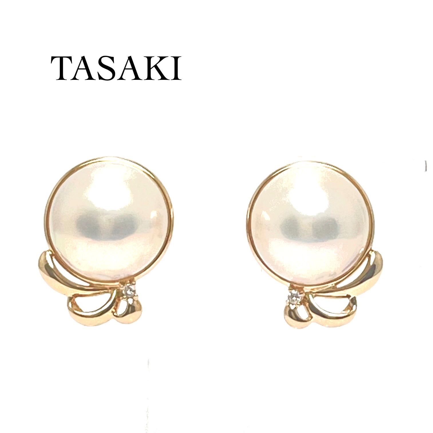 TASAKI / タサキ マベパールダイヤイヤリング K18YG 12.1mm 0.01ct