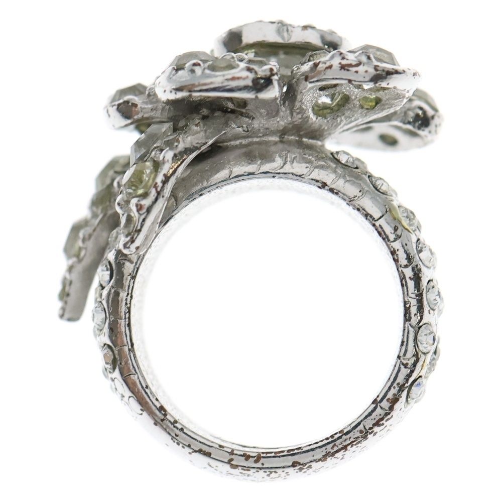 CHANEL (シャネル) カメリア ラインストーン リング 指輪 シルバー #14