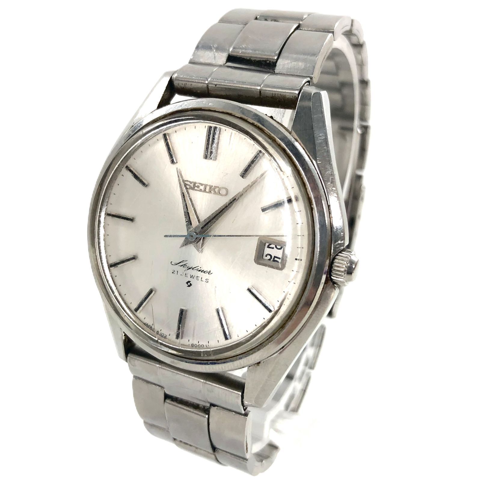SEIKO セイコー Skyliner スカイライナー 6102-8000 SS|AT シルバー文字盤 メンズ腕時計 稼働品 PF-813