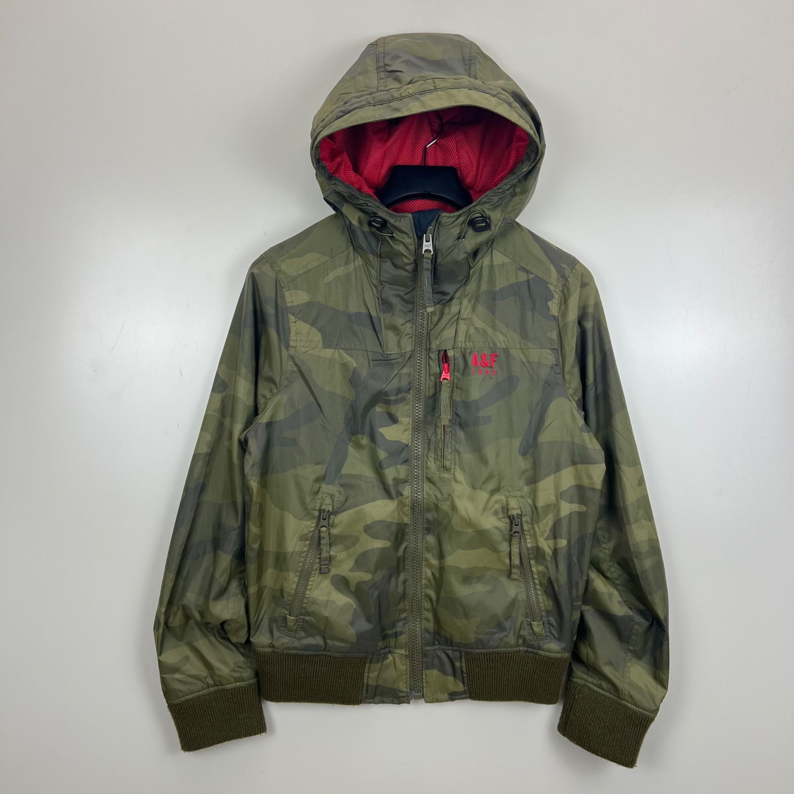 ABERCROMBIE&FITCH y2k style nylon camo hoodie jacket S アバクロ 