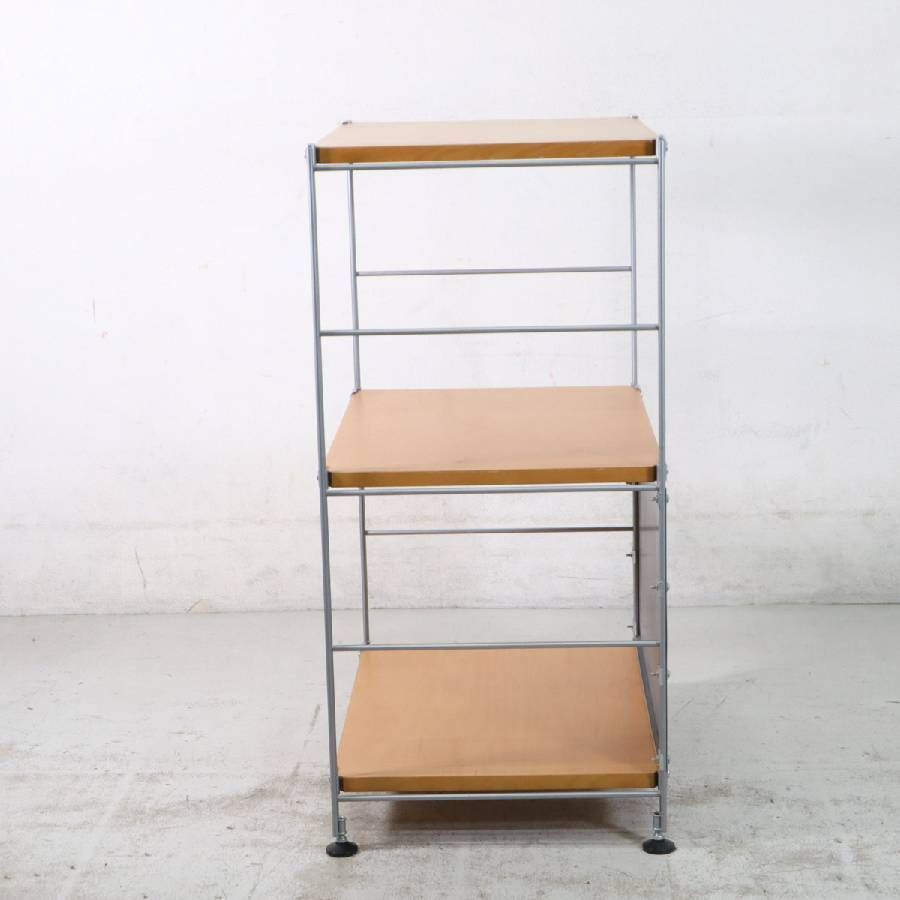 無印良品 廃盤 スチールユニットシェルフ 3段 メープル木製棚