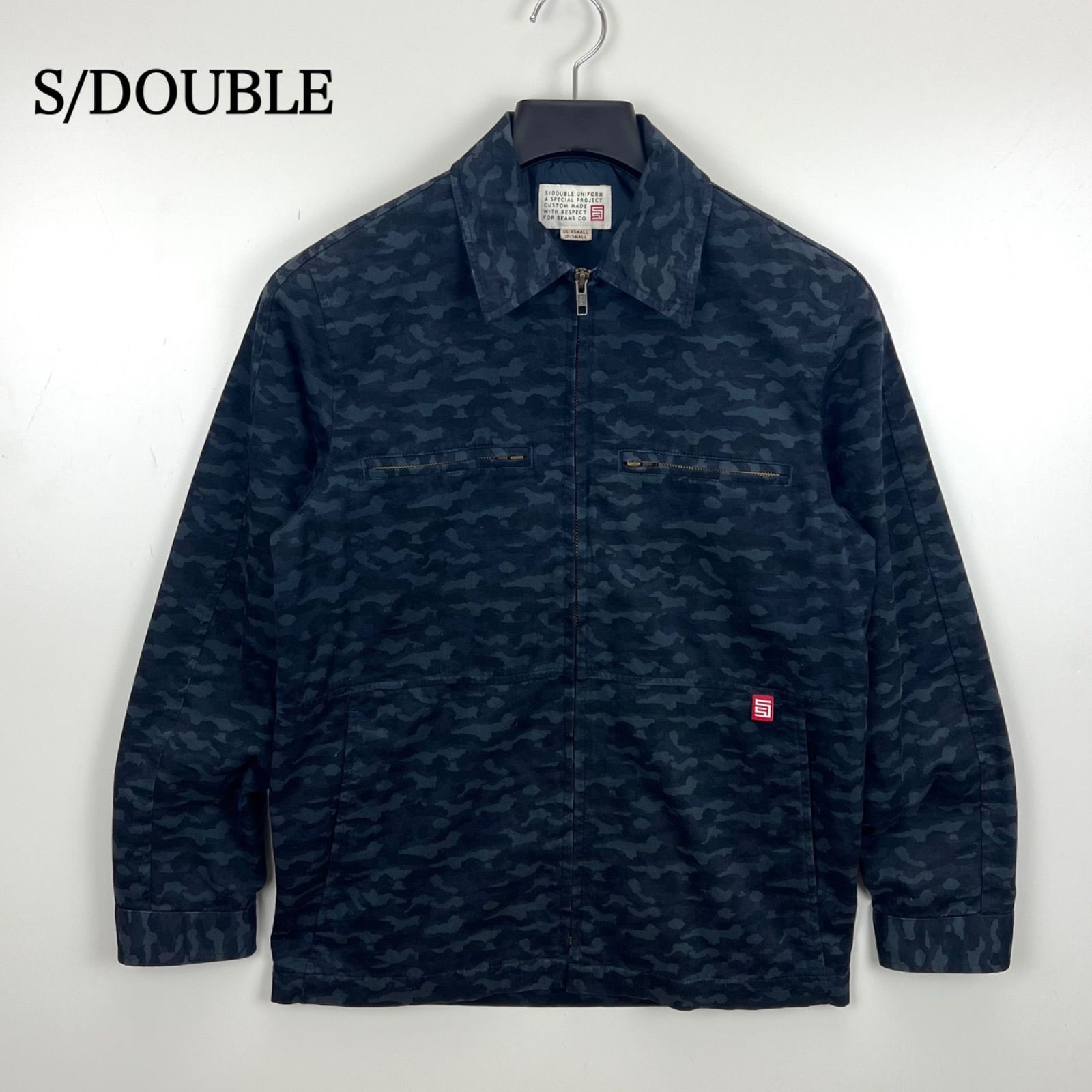 S/DOUBLE STUSSY archive navy camo zip jacket S エスダブル ネイビー 