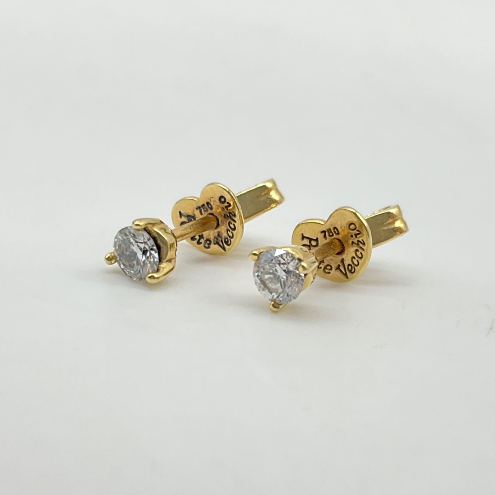Ponte Vecchio ポンテヴェキオ ピアス 両耳用 K18YG 18金 ダイヤモンド 