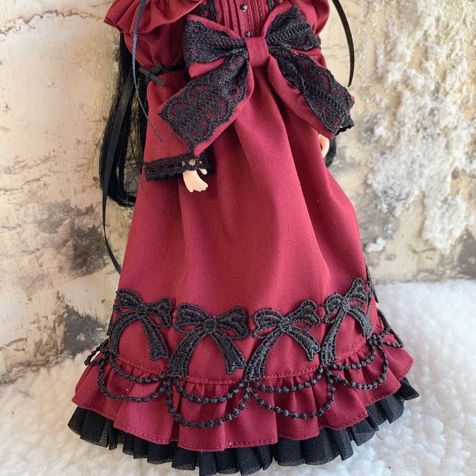 リカちゃん ゴシックロリータワンピースドレス ボンネット ケープ