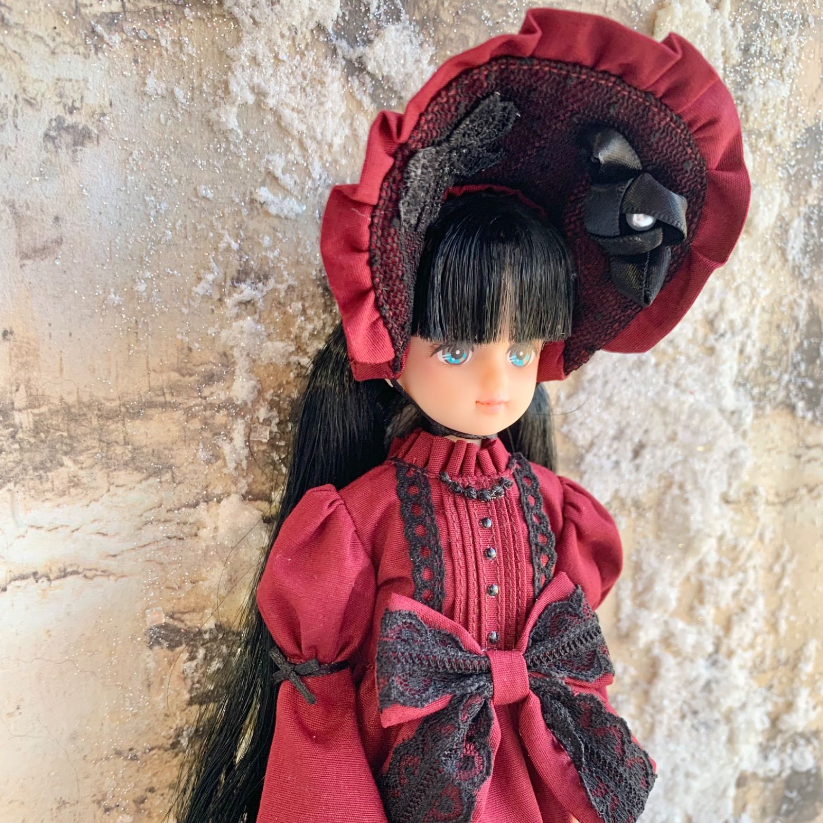リカちゃん ゴシックロリータワンピースドレス ボンネット ケープ
