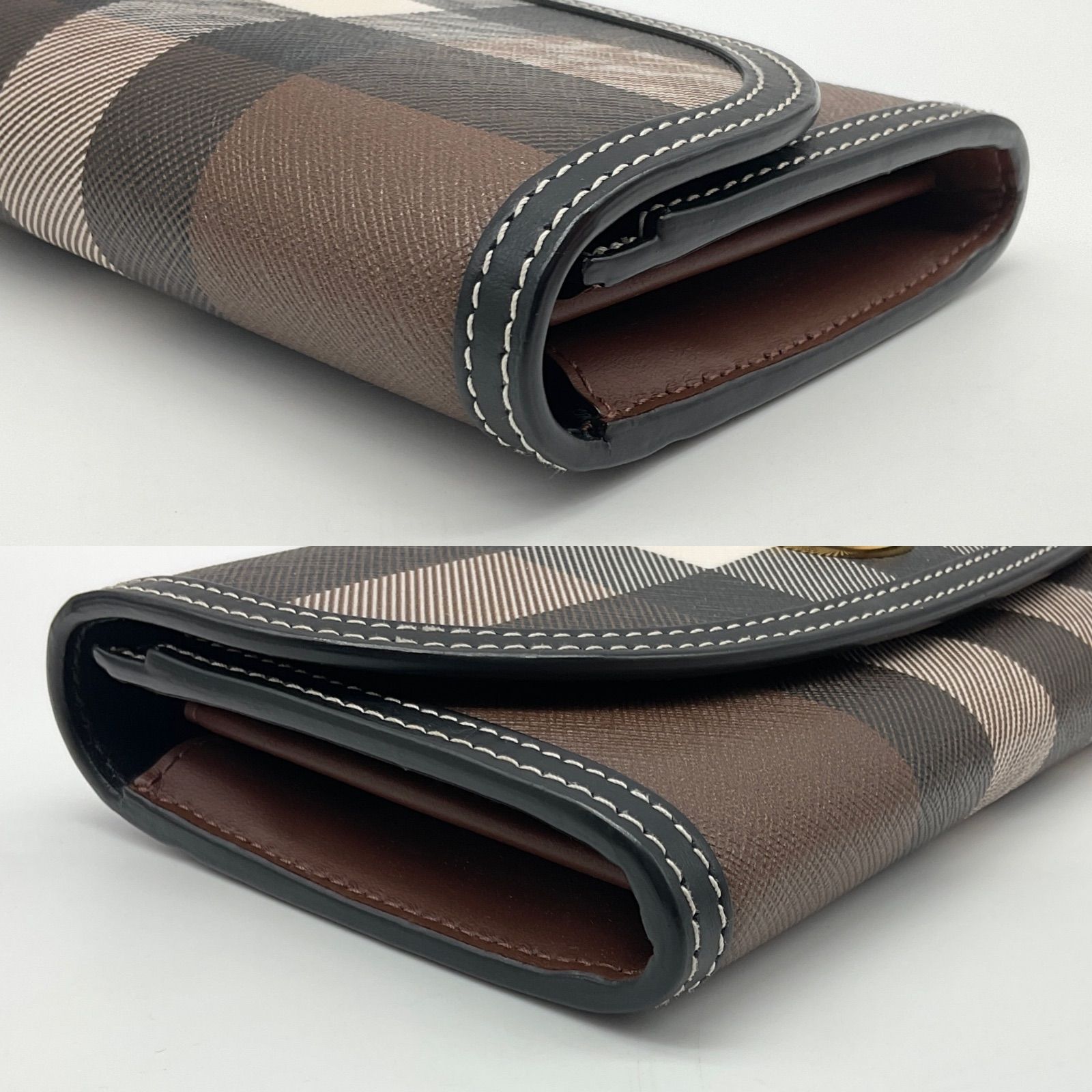 BURBERRY バーバリー 長財布 チェック＆レザー コンチネンタル 