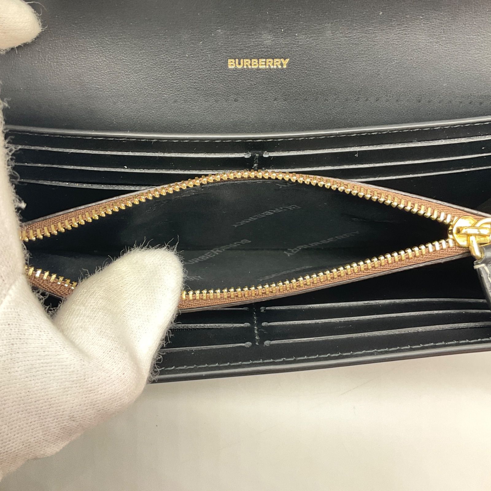 BURBERRY バーバリー 長財布 チェック＆レザー コンチネンタル 