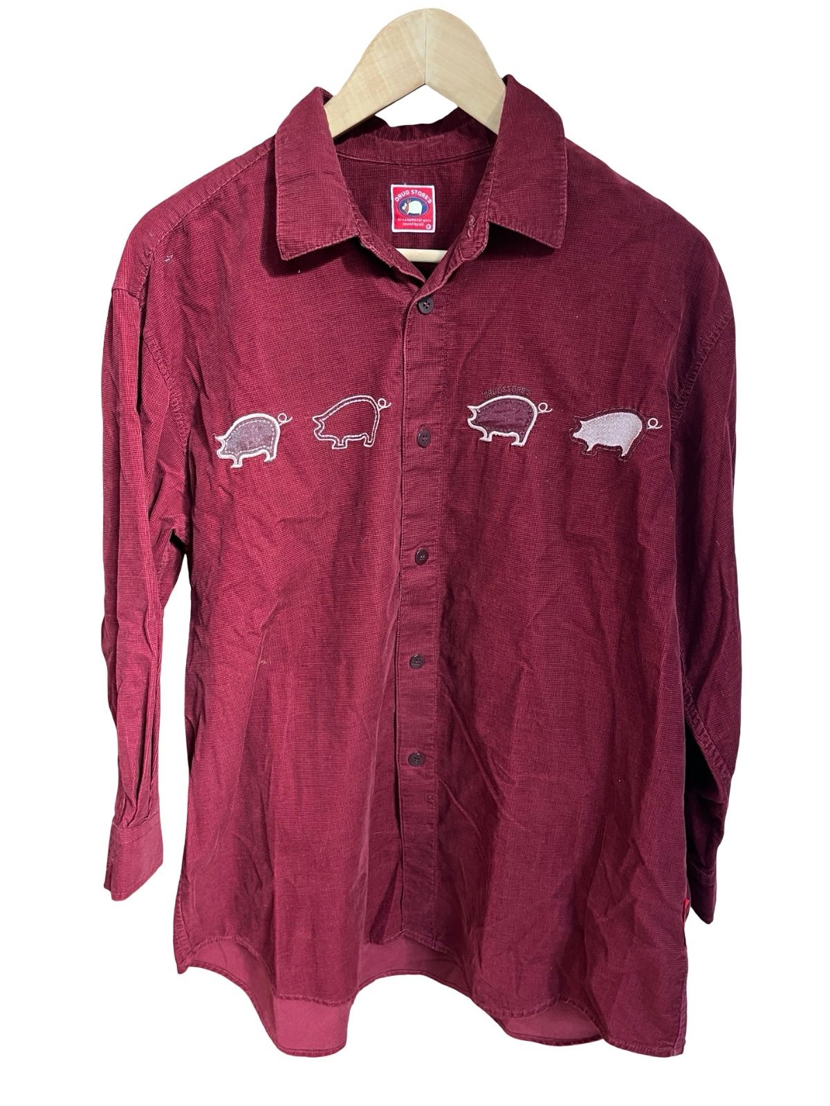 DRUG STORE'S ドラッグストアーズ コーデュロイシャツ ブタ ボルドー