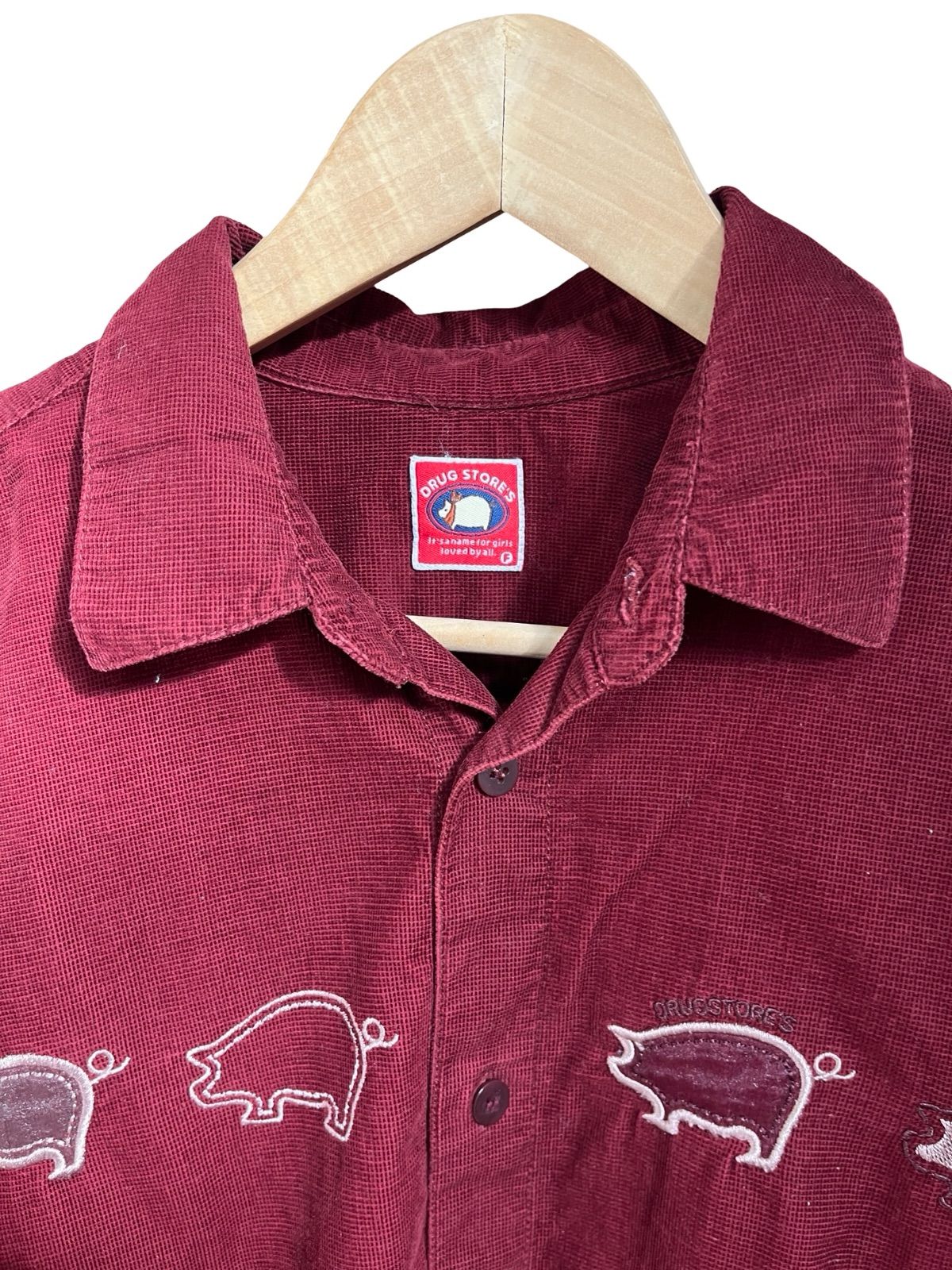 DRUG STORE'S ドラッグストアーズ コーデュロイシャツ ブタ ボルドー