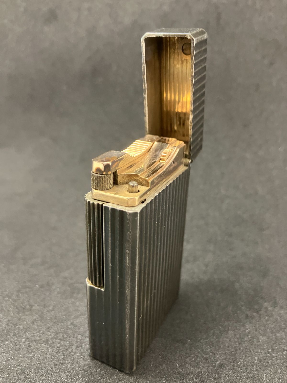 火花あり S.T.DUPONT デュポン ガスライター ローラー式 シルバー系 