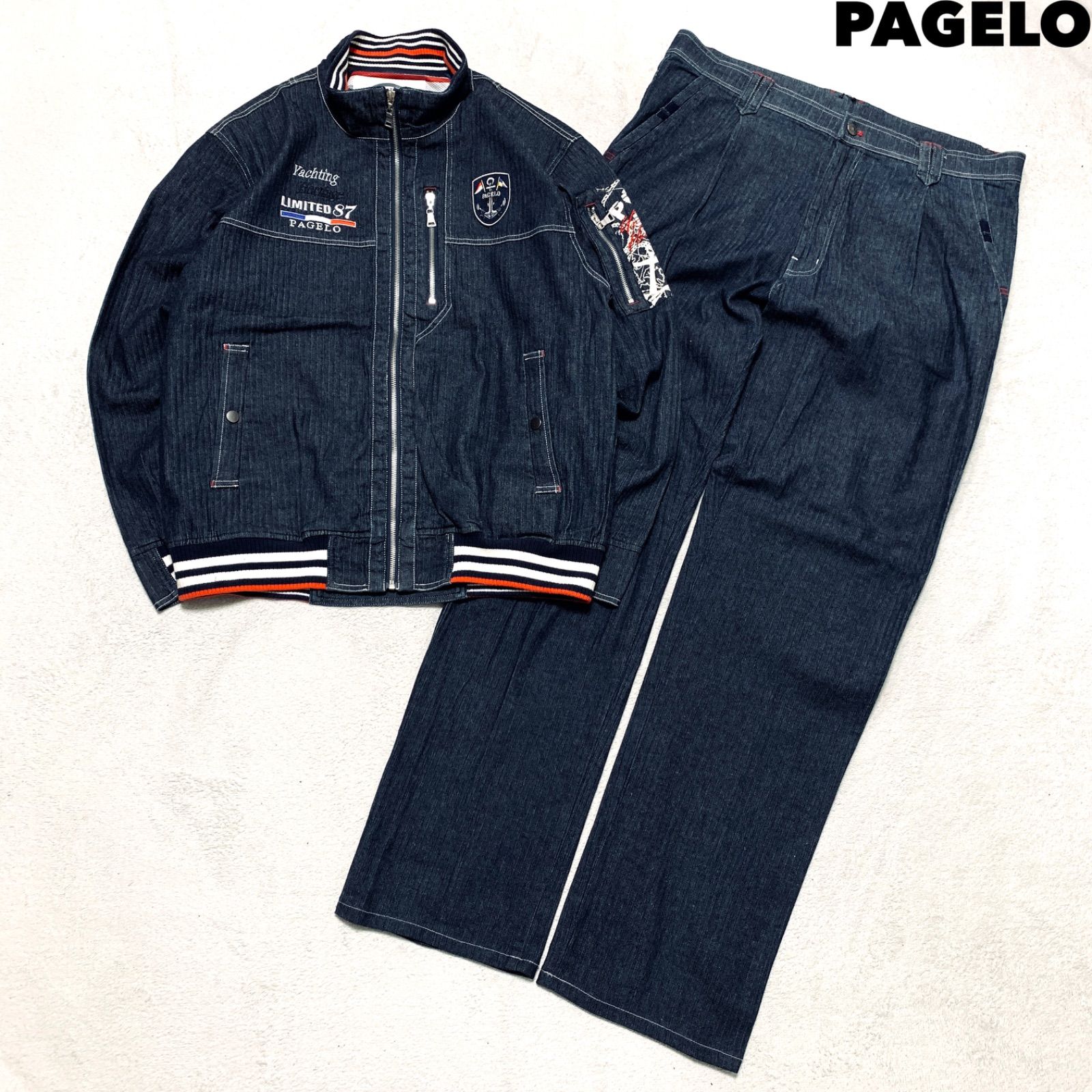 PAGELO セットアップスーツ デニムジャケット ライダースブルゾン