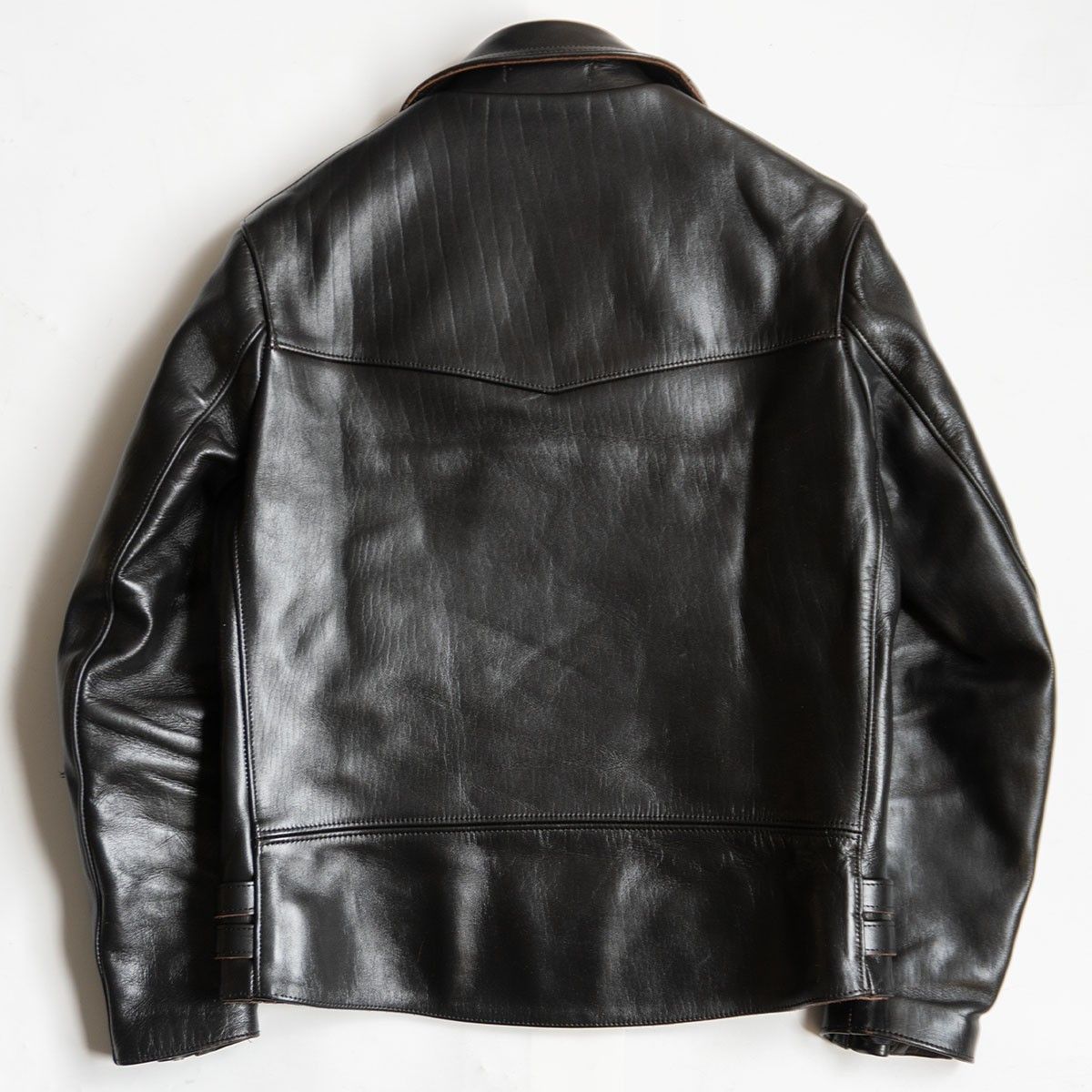Triple six 666 ダブルライダースジャケット32 美品】666 triple six【ホースハイド サイドベルト ダブルライダース