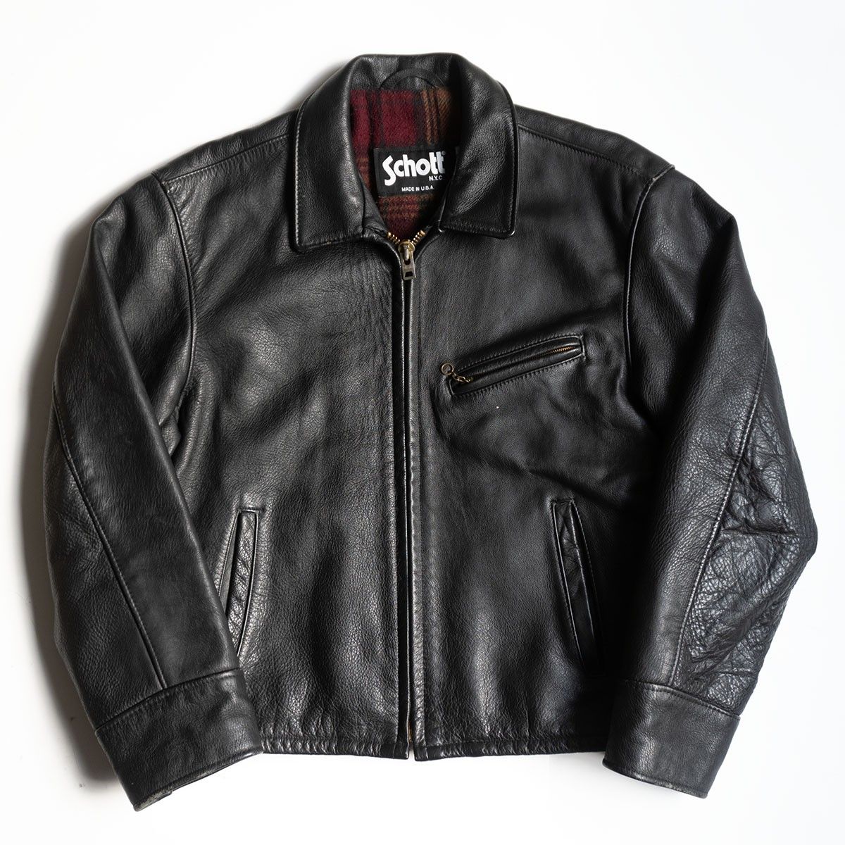 美品/ビッグサイズ】SCHOTT【681/シングルライダースジャケット】42 襟 