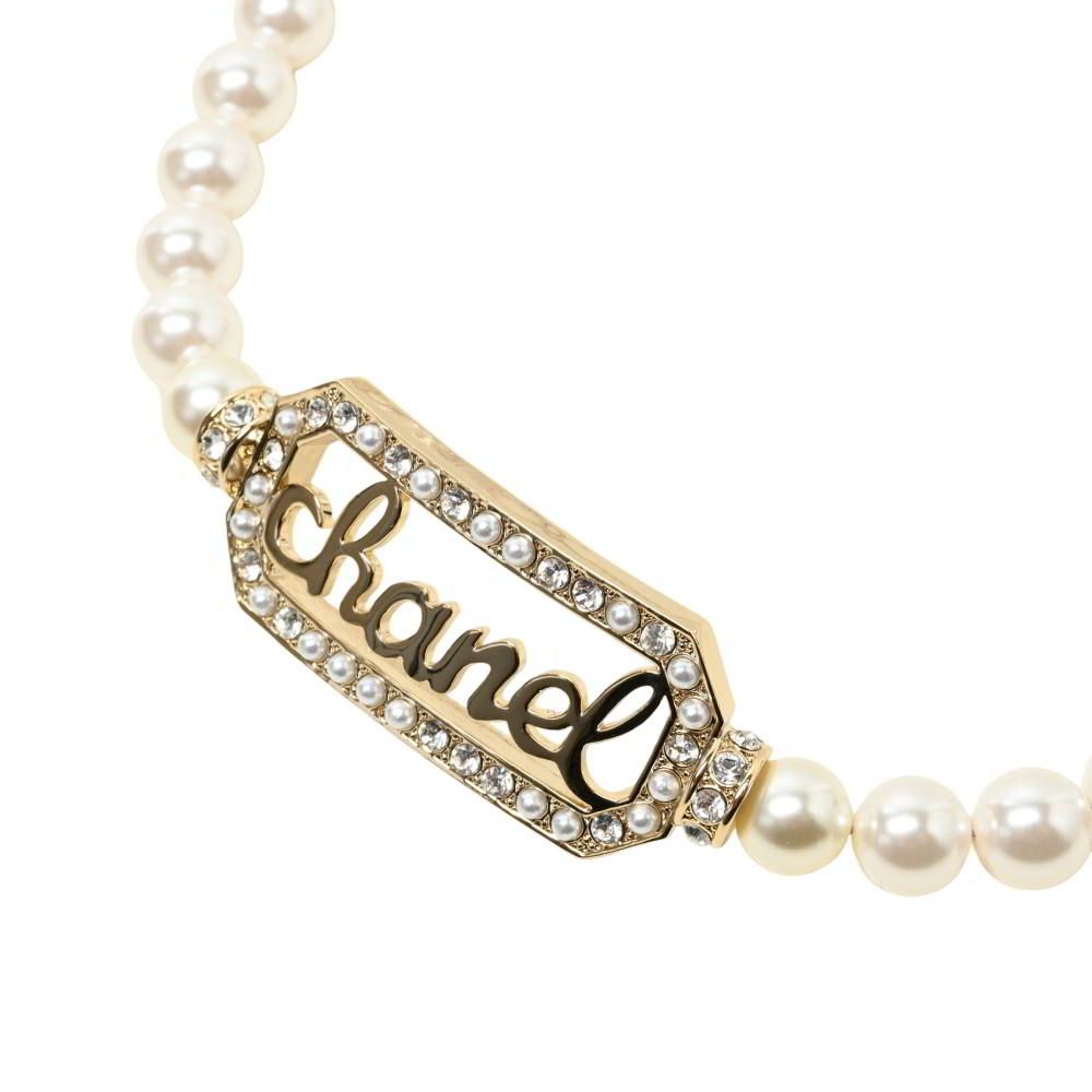 CHANEL L23B ロゴ ラインストーン パール ブレスレット - メルカリ