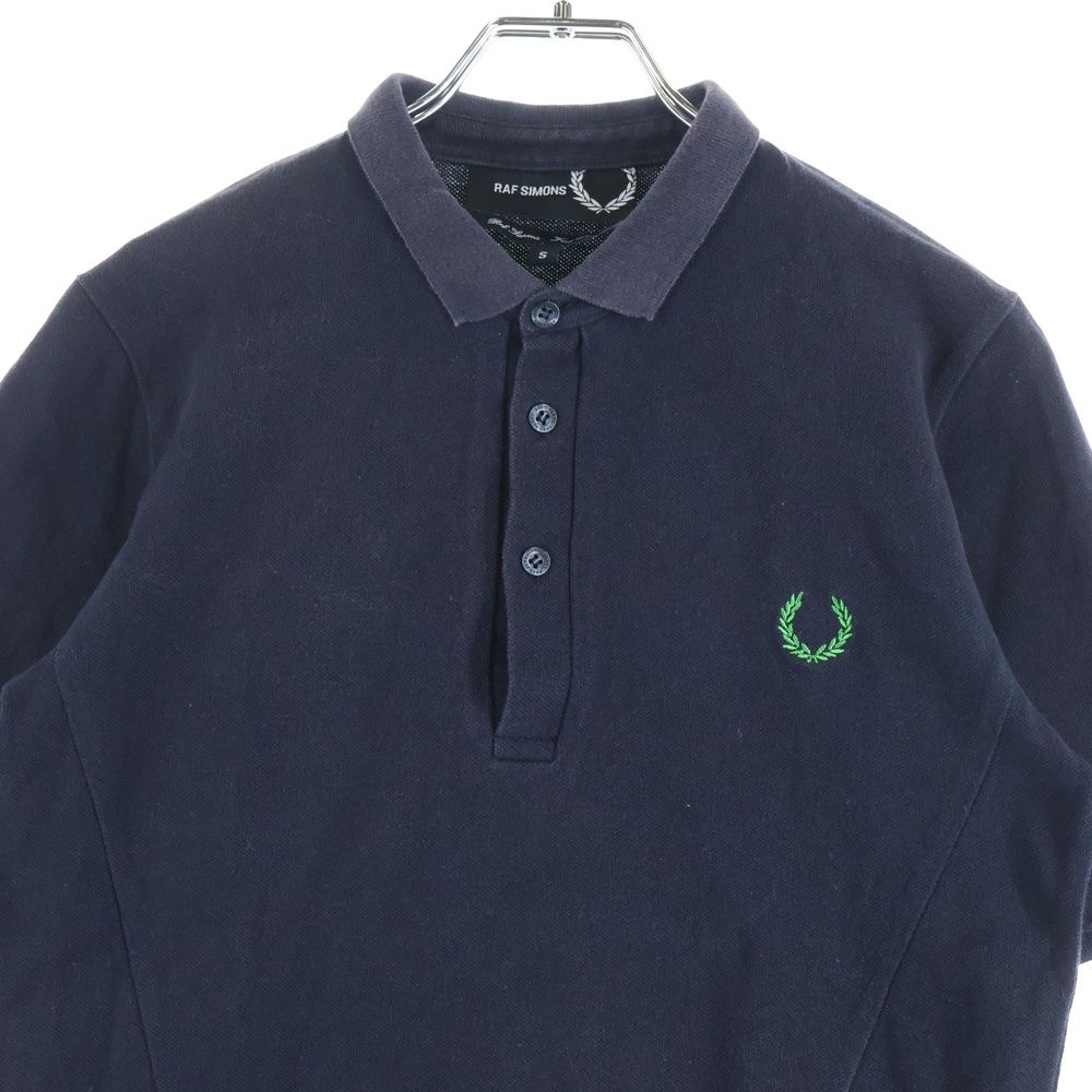 RAF SIMONS×FREDPERRY 長袖ポロシャツ　ロゴ　ネイビー RAF SIMONS X FRED PERRY EMBROIDERED SCRIPT INITIAL PIQUE POLO | eBay