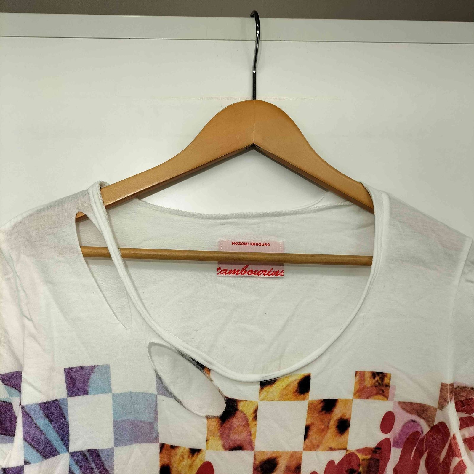 ノゾミイシグロ NOZOMI ISHIGURO S/S フロントプリント ダメージ加工 T