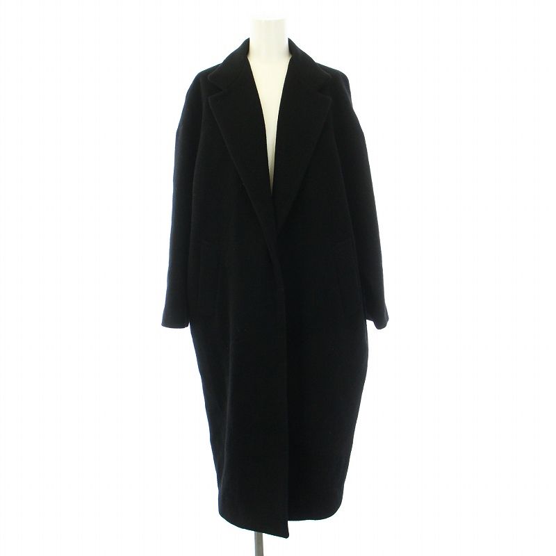 ミズイロインド mizuiro ind チェスターコート ロング ウール 黒