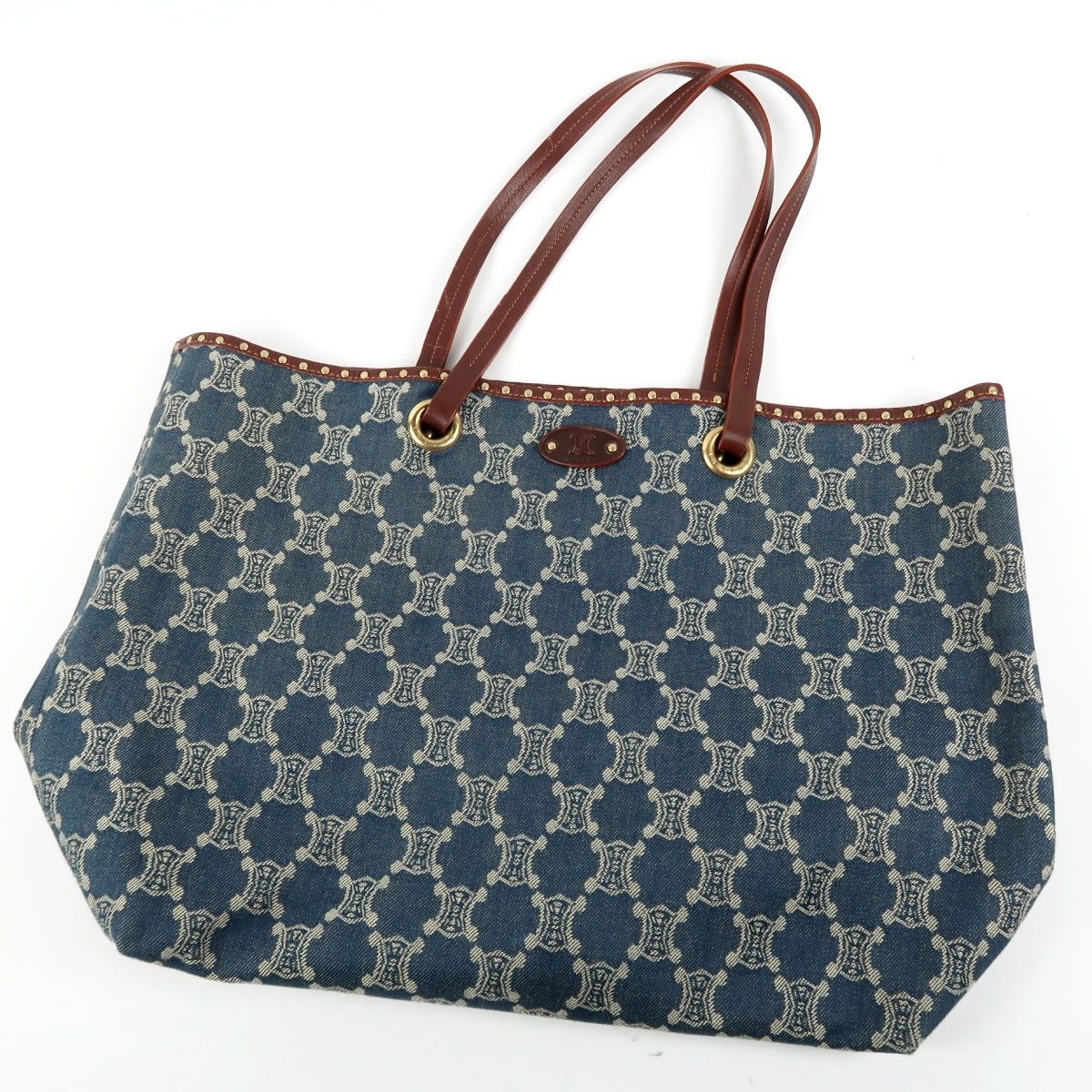 美品】CELINE セリーヌ マカダム デニム ハンド トートバッグ ブルー系 