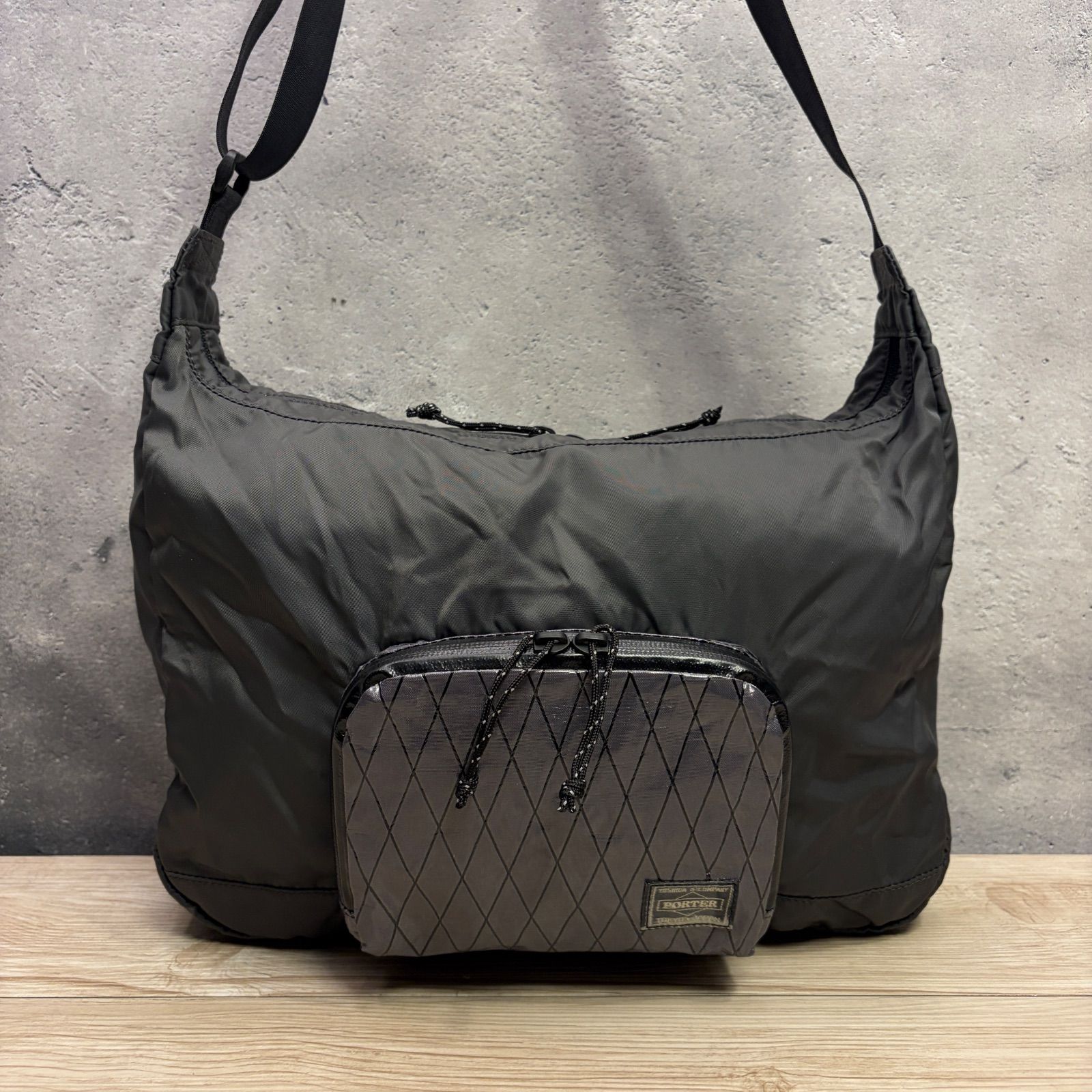 PORTER ポーター ショルダーバッグ ブラック ポーチ付き 軽量 ナイロン 折りたたみ可 エコバッグ 2WAY コンパクト収納 メンズ レディース 509