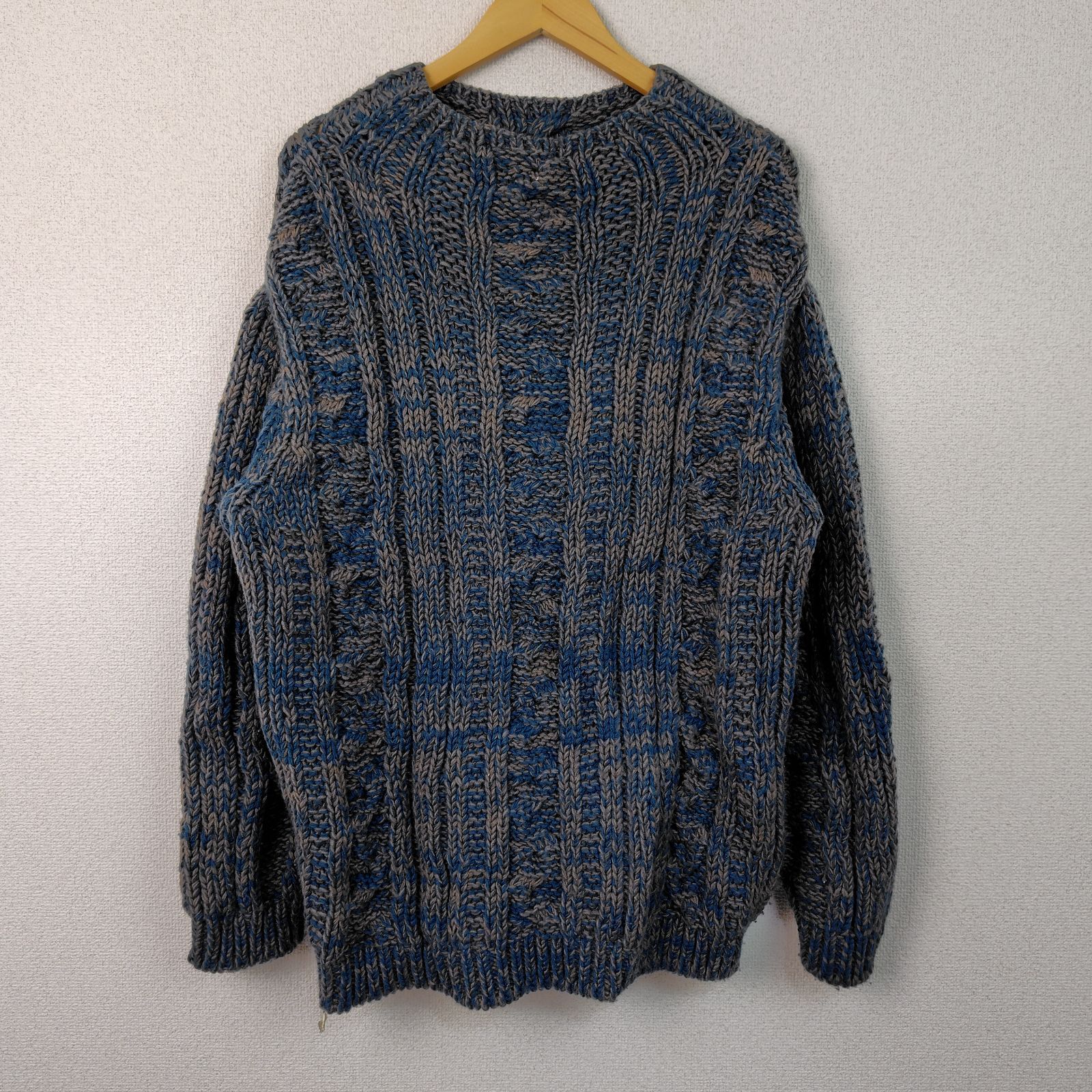 22AW YOKE ヨーク ケーブルニット 総柄 ブルー 2サイズ メンズ 古着 