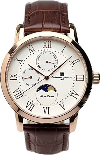 サルバトーレマーラ 腕時計 ムーンフェイズ マルチカレンダー 5気圧防水 ビジネス フォーマル メンズ 革ベルト モデル ピンクゴールド ホワイト SM21106-PGWH 彡