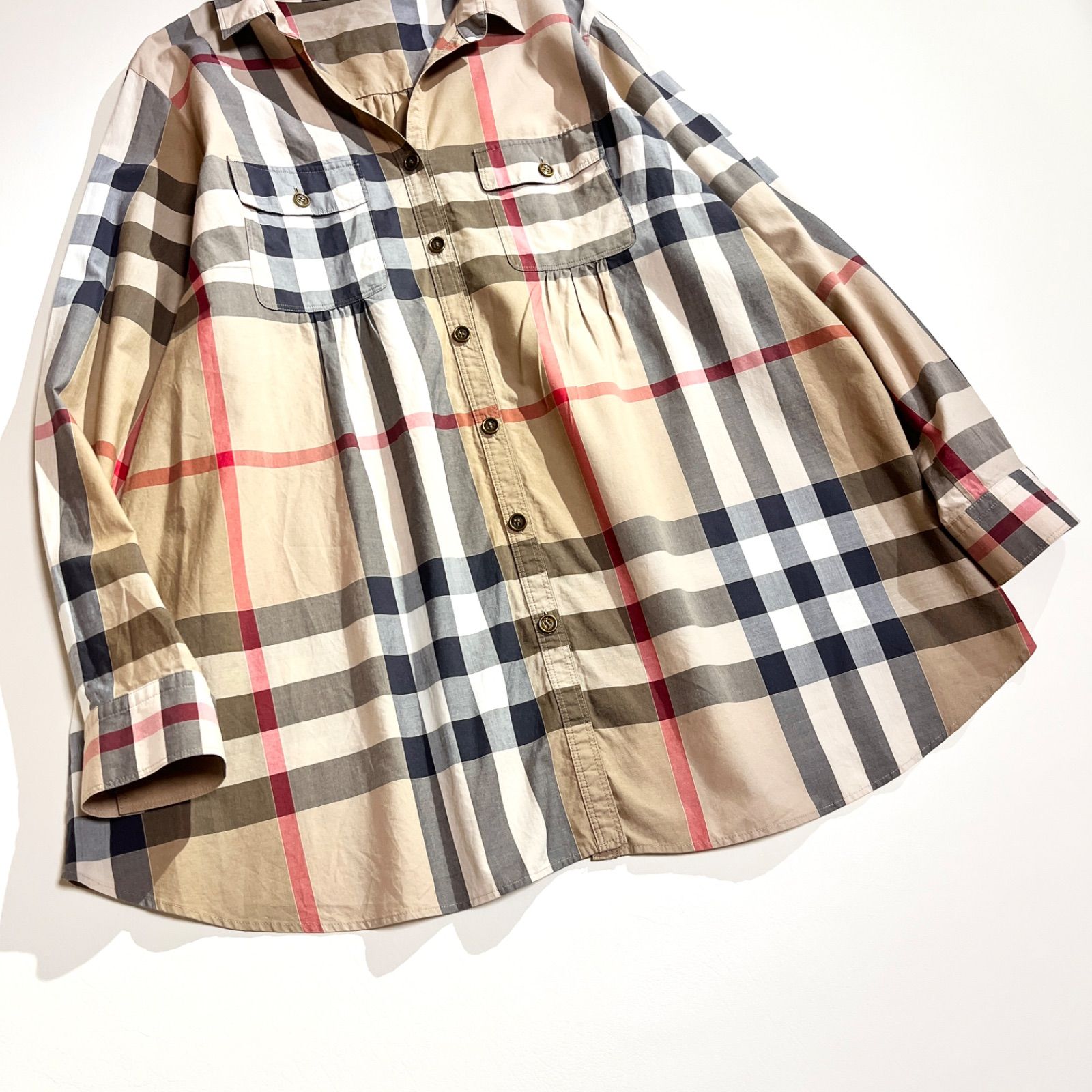 cX05 希少 BURBERRY LONDON 大きいサイズ 48 メガチェック シャツ
