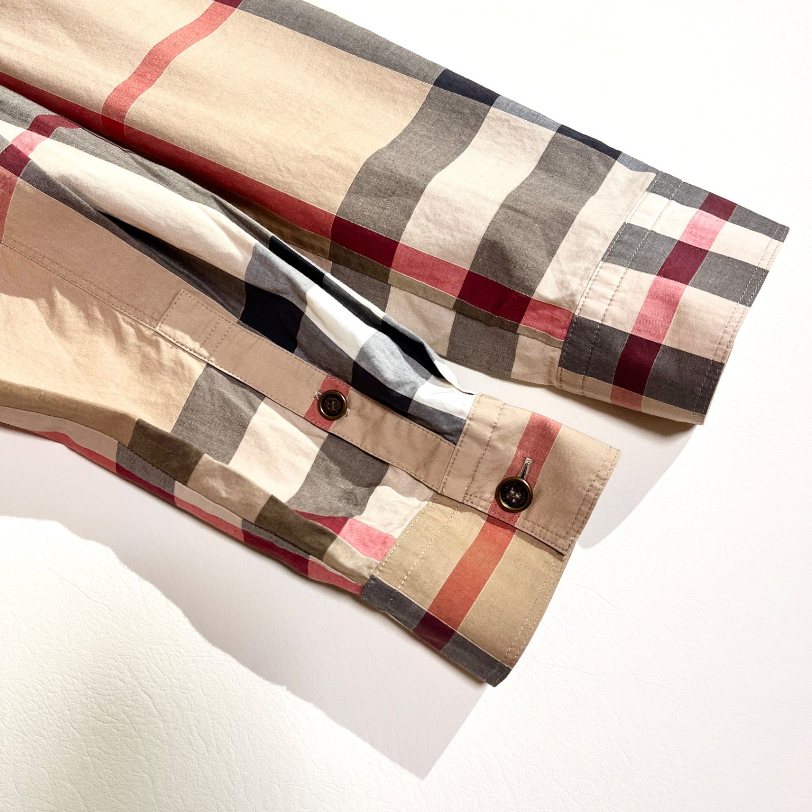 cX05 希少 BURBERRY LONDON 大きいサイズ 48 メガチェック シャツ 