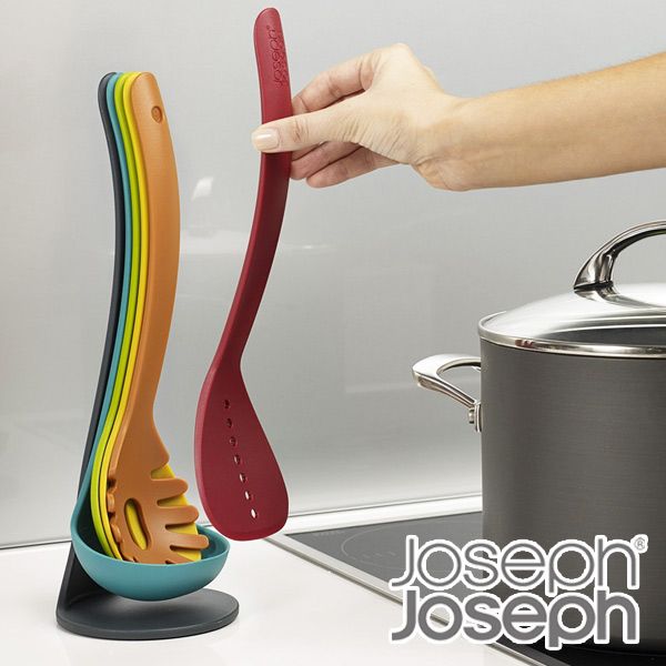 Joseph Joseph ジョゼフジョゼフ ネストユテンシルプラス マルチカラー キッチンツール 5点セット （ キッチン ツール 調理用品 スロットターナー スパゲッティサーバー スロットスプーン ソリッドスプーン レードル ）