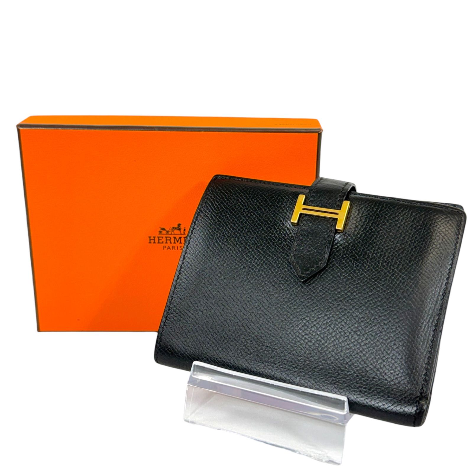 人気・美品】HERMES エルメス ヴォーエプソン ベアン コンパクト 
