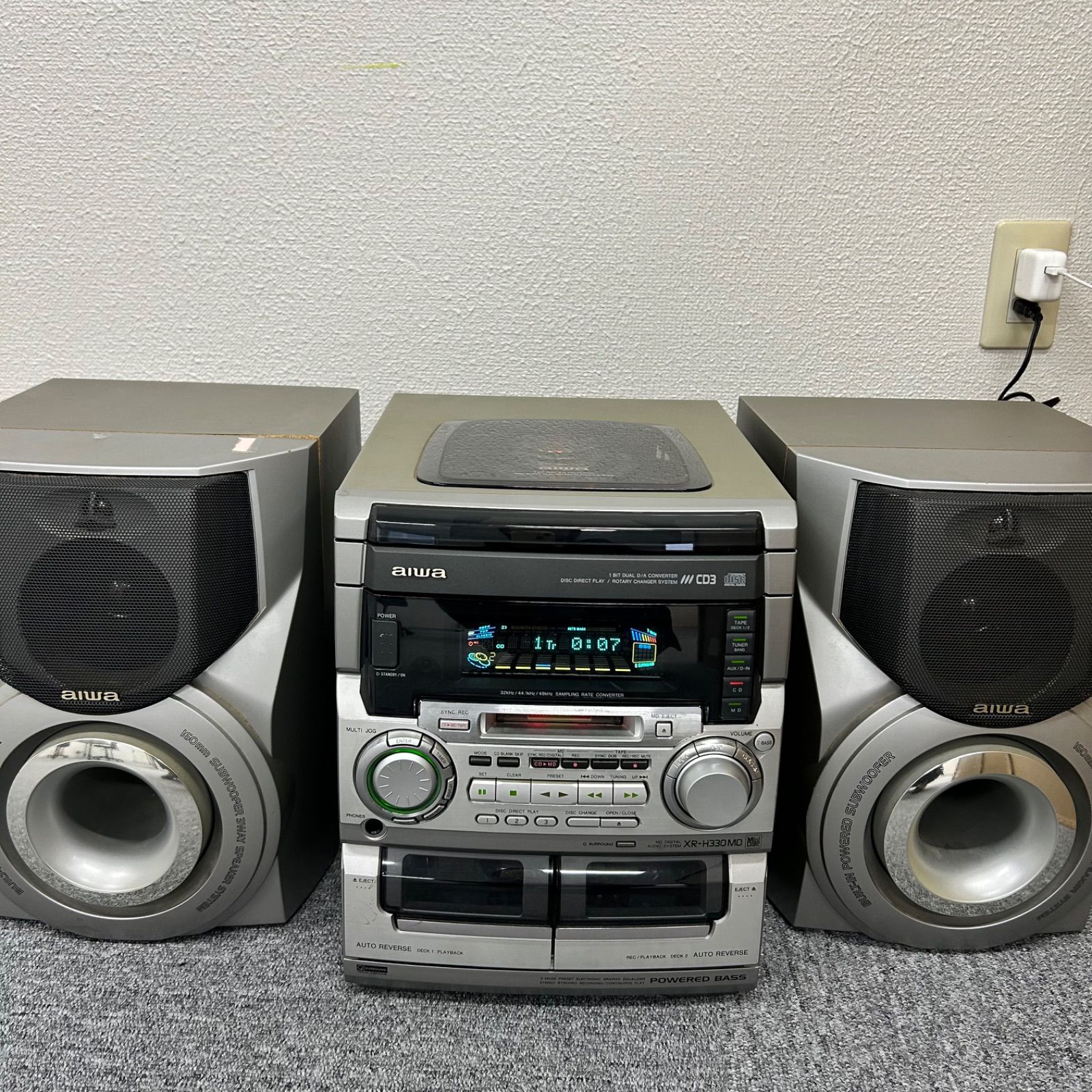 aiwa ミニコンポXR-H330MD レトロ - メルカリ